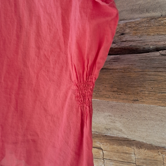 George by Mark Eisen Orange Short Sleeved Cotton Blouse Size Medium - Picture 3 of 5